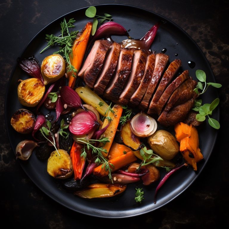 Honey-Glazed Duck Breast with Roasted Root Vegetables