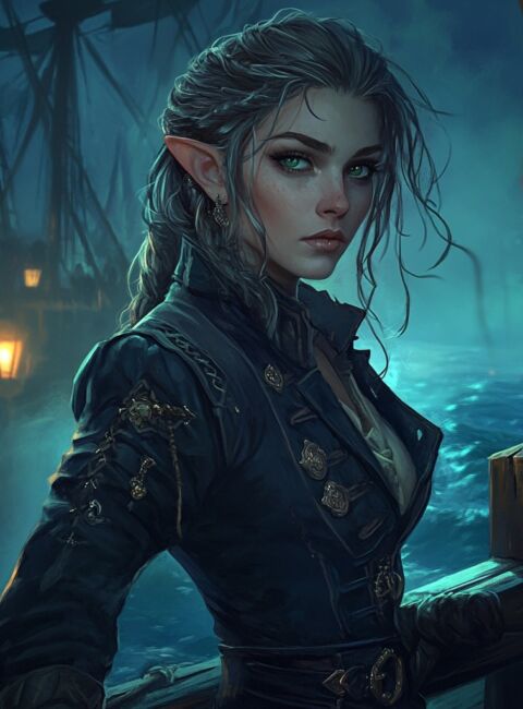 Lirien Duskwind is a sharp-witted elven smuggler known for her daring navigation and knack for outsmarting the law.